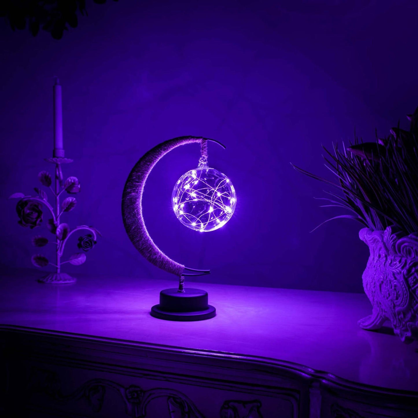 LED Tischlampe Mondlicht Glas Dekoleuchte