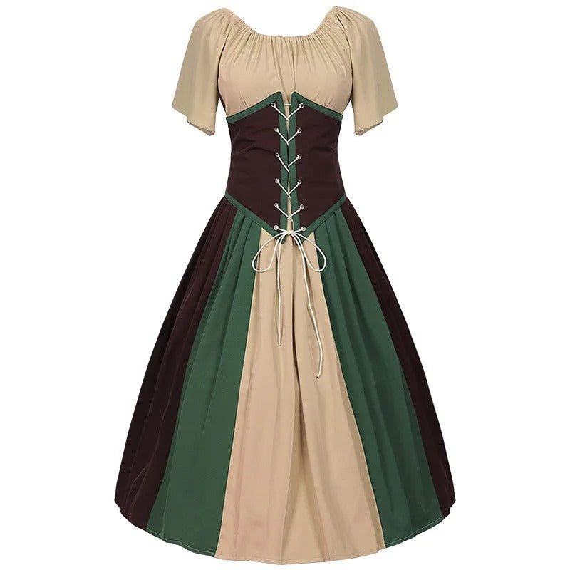 Damen Oktoberfest Mittelalter Kleid | Kurz Ärmellos