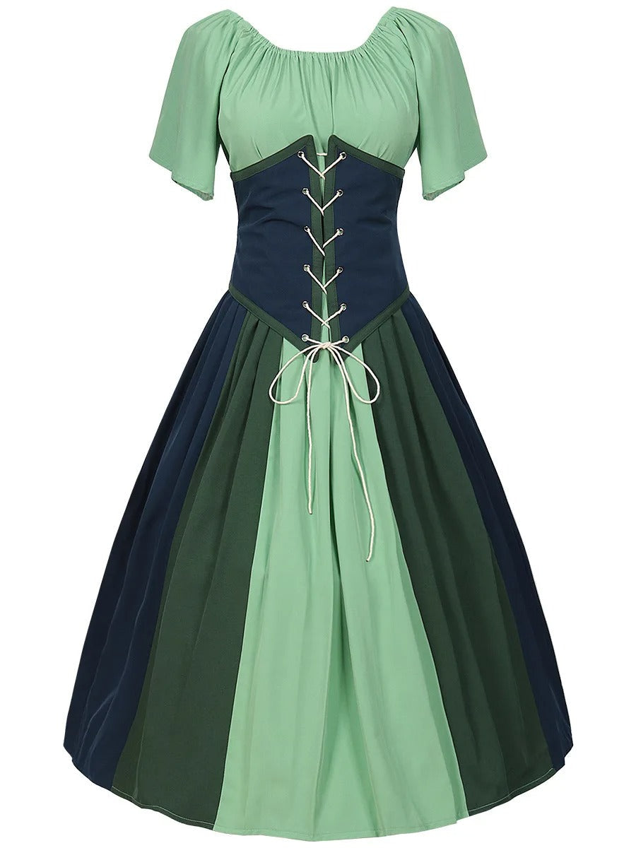 Damen Oktoberfest Mittelalter Kleid | Kurz Ärmellos