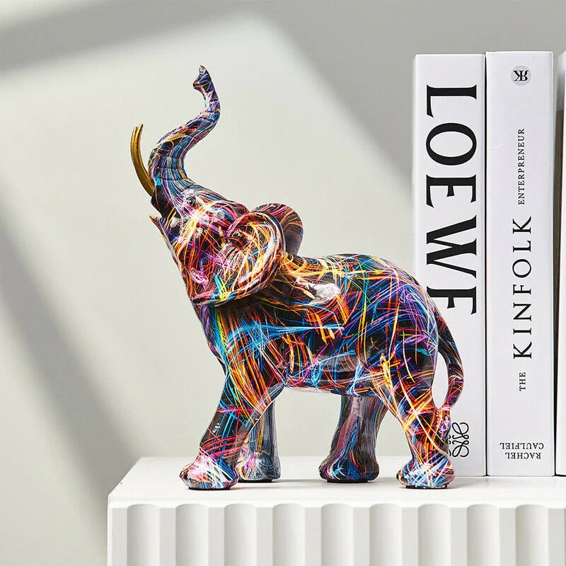 Dekofigur Bunter Elefant Harz Skulptur
