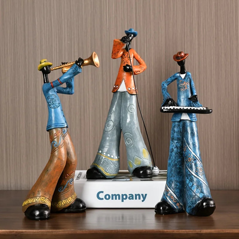 Vintage Harz Jazz Musiker Skulptur Dekoration