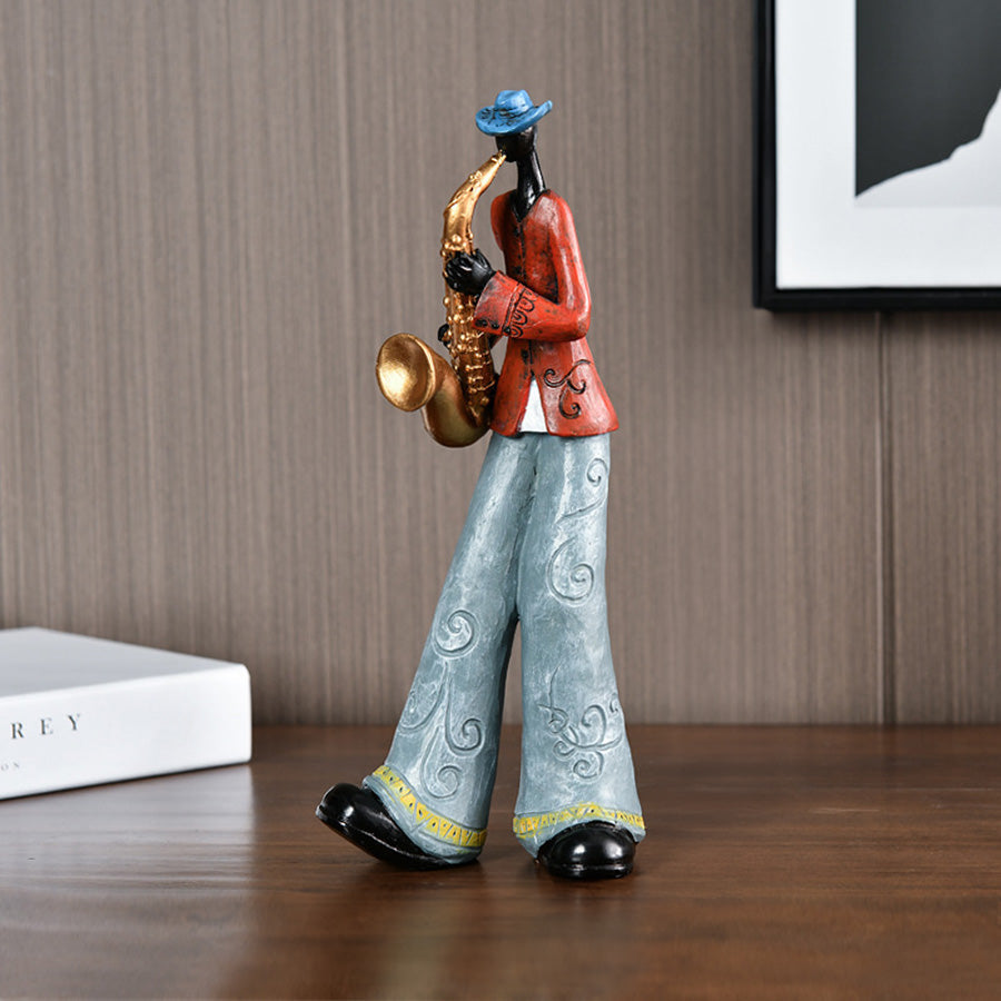Vintage Harz Jazz Musiker Skulptur Dekoration