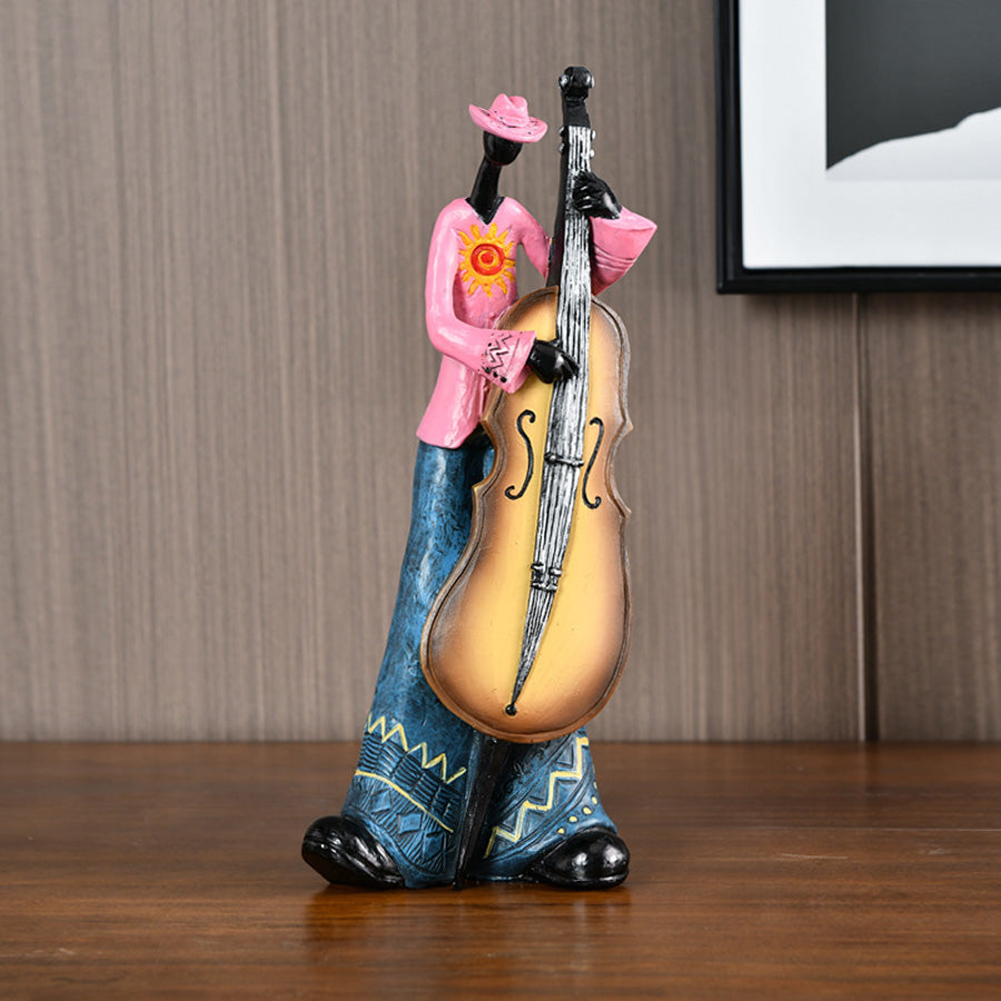 Vintage Harz Jazz Musiker Skulptur Dekoration