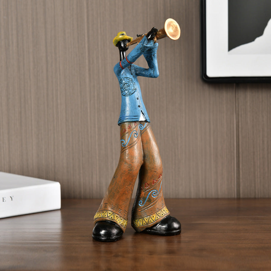 Vintage Harz Jazz Musiker Skulptur Dekoration