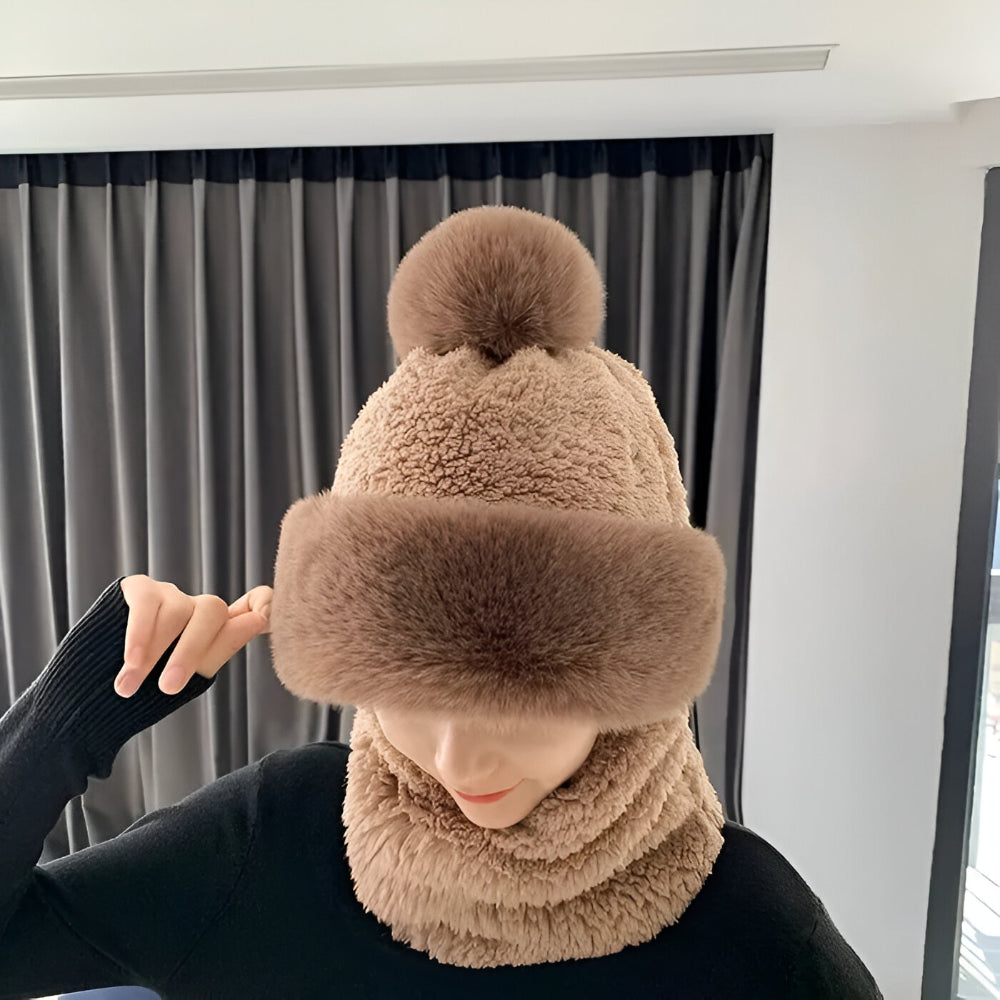 Wintermütze Fleece Warm Winddicht Schal Set