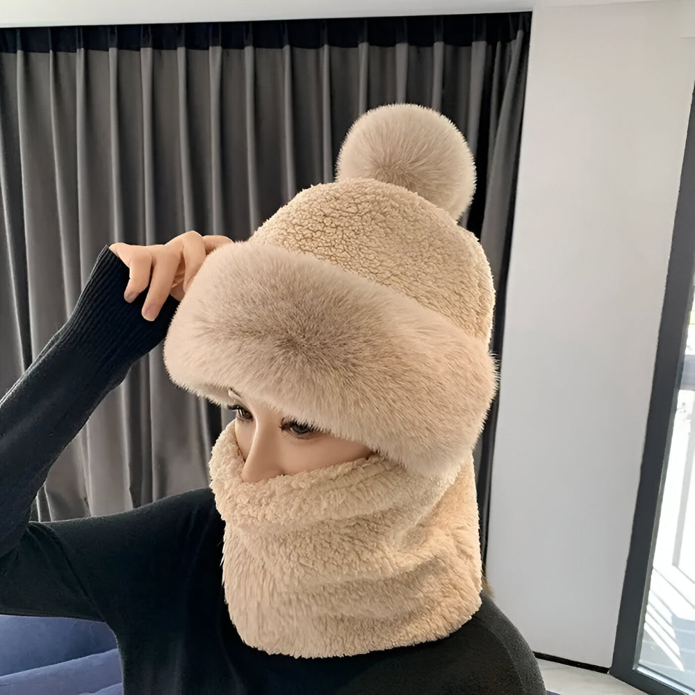 Wintermütze Fleece Warm Winddicht Schal Set