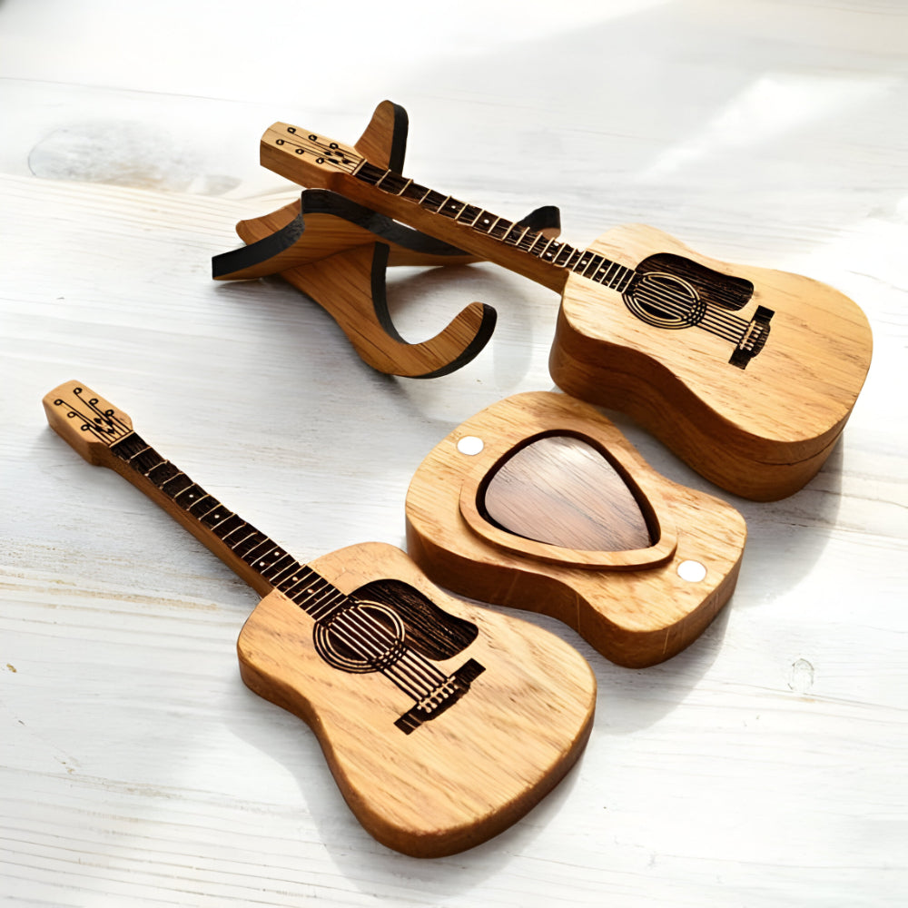Holz Gitarren Pickbox Vintage Deko Geschenk
