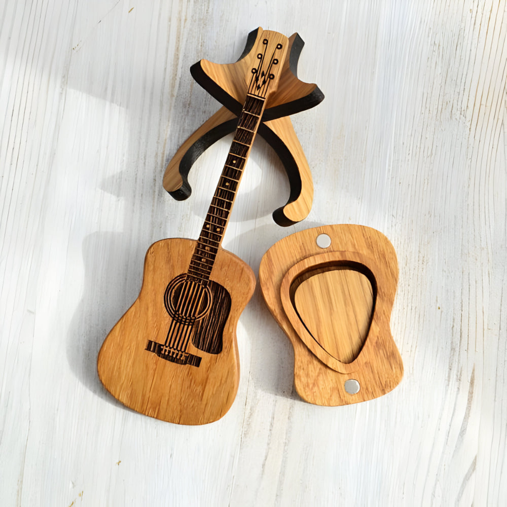 Holz Gitarren Pickbox Vintage Deko Geschenk