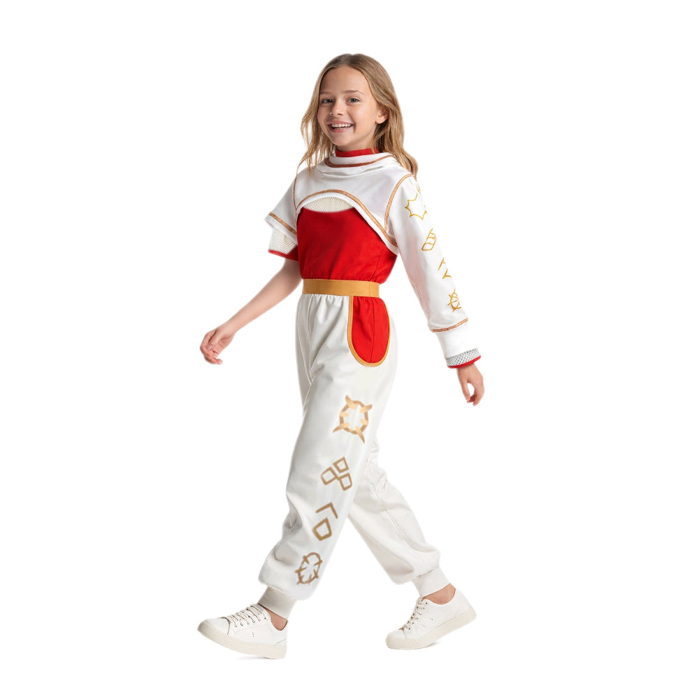 Kinder Superhelden Kostüm Set Weiß Rot Jacke Hose Halloween