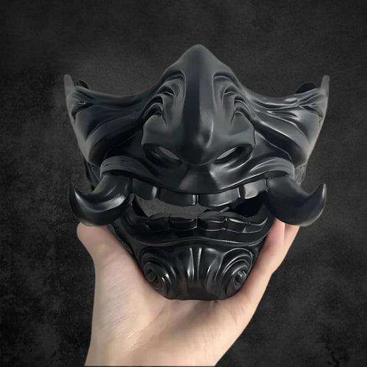 Japanische Samurai Maske Schwarz Kunststoff Deko