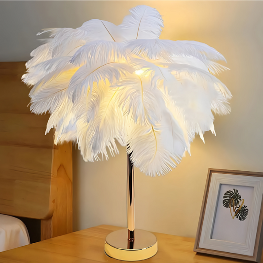 Feder Tischlampe Deko Modern Warmweiß