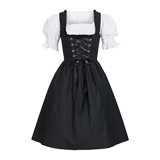 Damen Oktoberfest Dirndl Kleid | Hochgeschlossen Schwarz