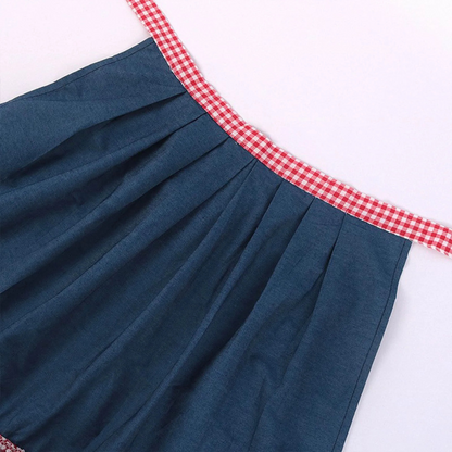 Damen Oktoberfest Kariertes Dirndl Kleid | Mini