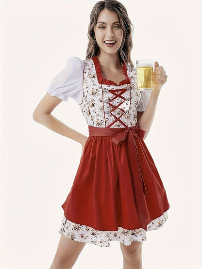Damen Oktoberfest Bedrucktes Dirndl Kleid | Mini