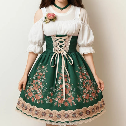 Damen Oktoberfest Dirndl Outfit 2025 | Kurz Ärmellos