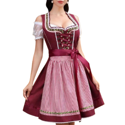 Damen Rotes Oktoberfest Dirndl Kleid | 2025