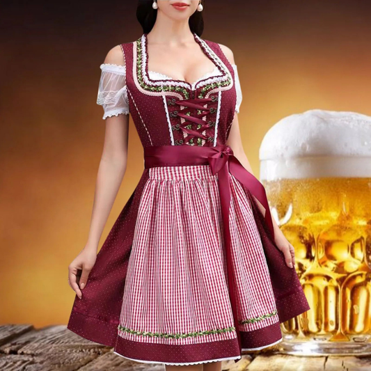 Damen Rotes Oktoberfest Dirndl Kleid | 2025