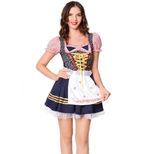 Damen Oktoberfest Kleid 2025 Kurz Ärmellos