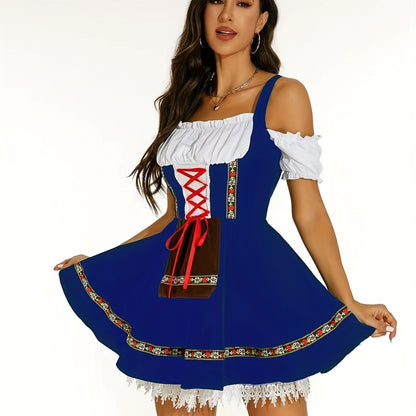 Damen Oktoberfest Schulterfrei Dirndl Kleid | Kurz Mini