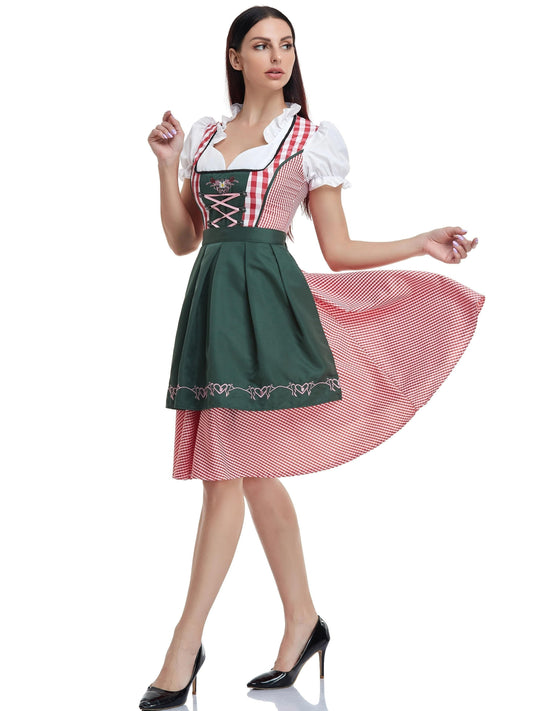 Damen Oktoberfest Dirndl Kleid | Kurz Kariert