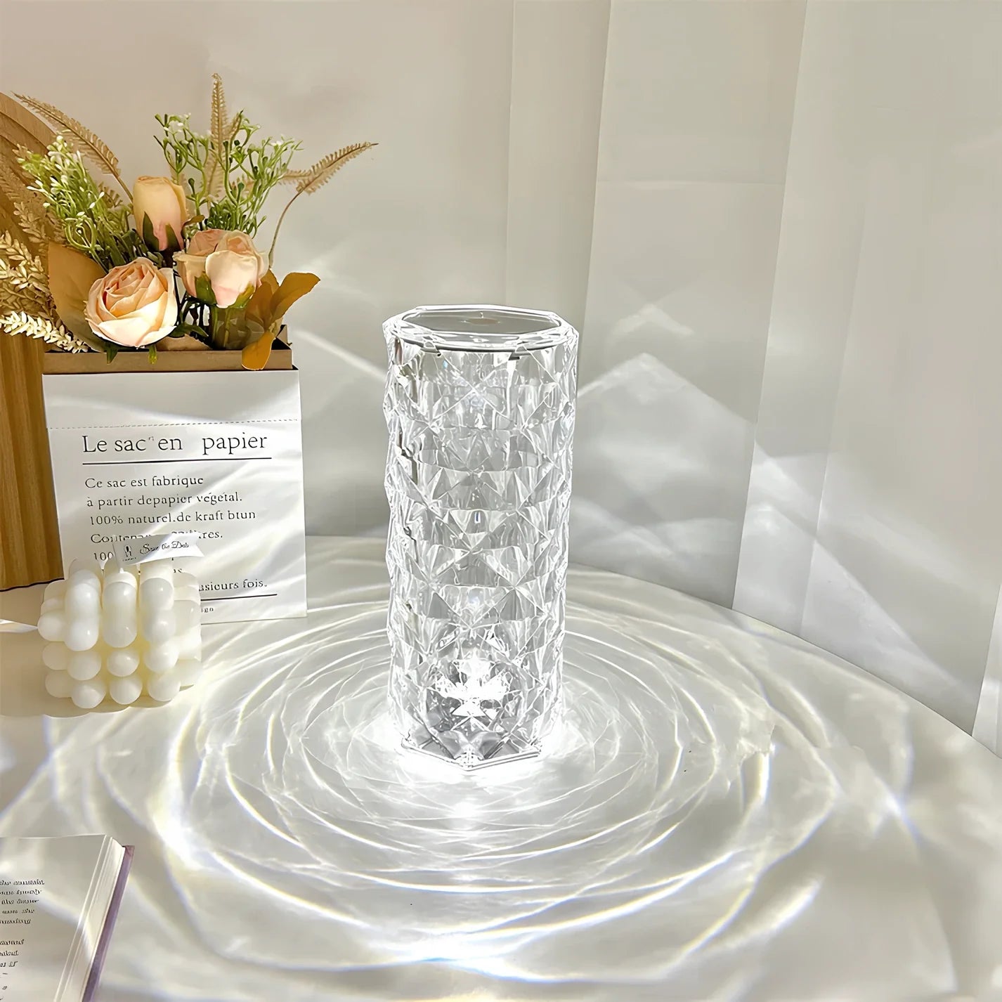 Tischlampe Acryl Kristalloptik mit Farbwechsel