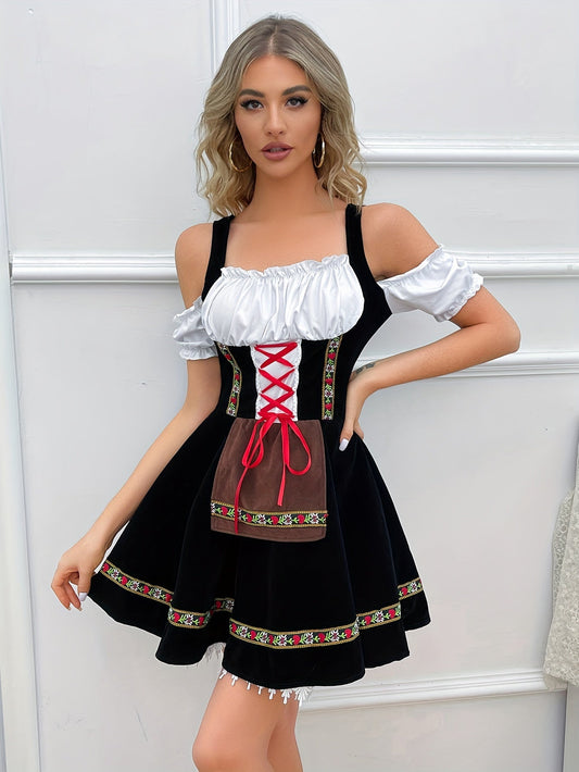 Damen Oktoberfest Trachtenkleid | Kurz Ärmellos