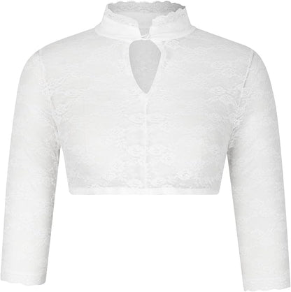 Damen Oktoberfest Dirndlbluse 2025 Kurzarm Spitze