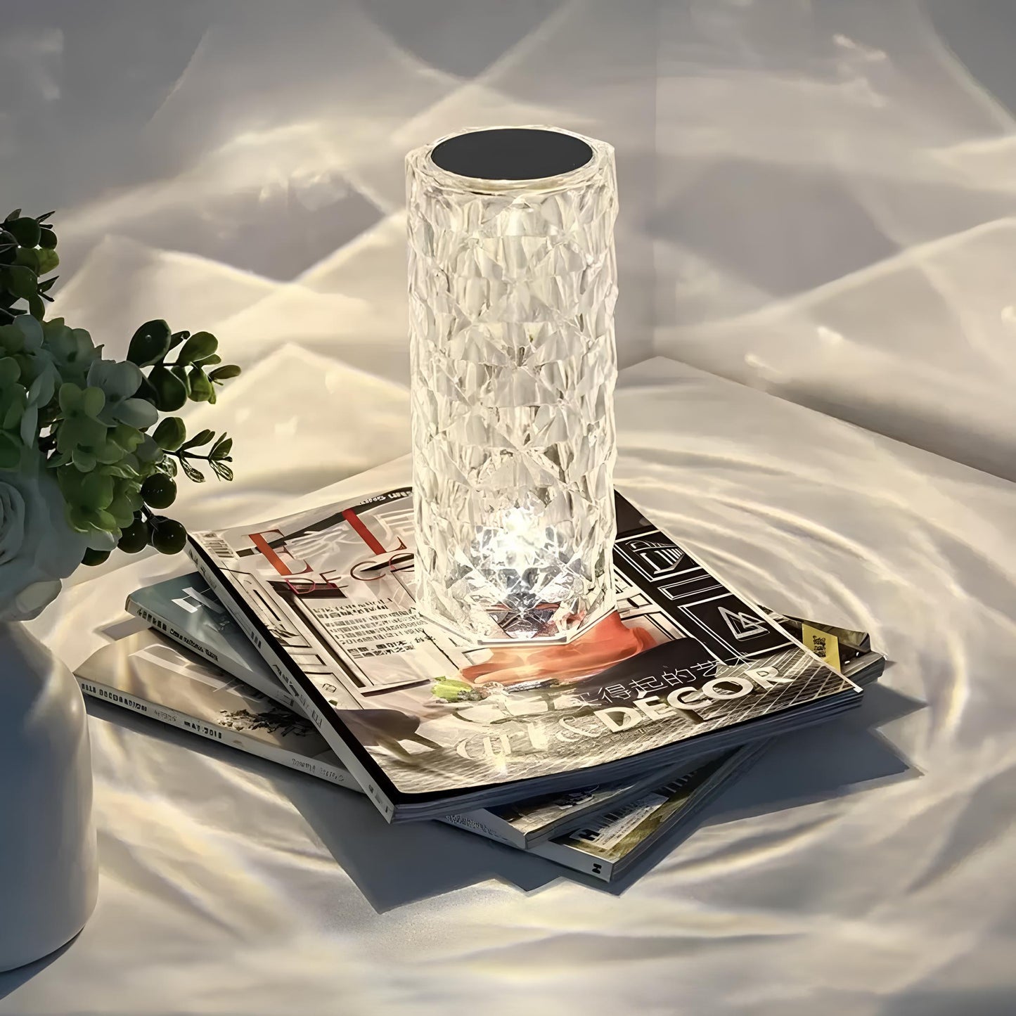 Tischlampe Acryl Kristalloptik mit Farbwechsel