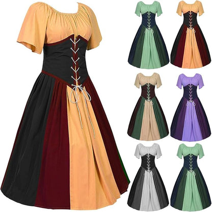 Damen Oktoberfest Mittelalter Kleid | Kurz Ärmellos