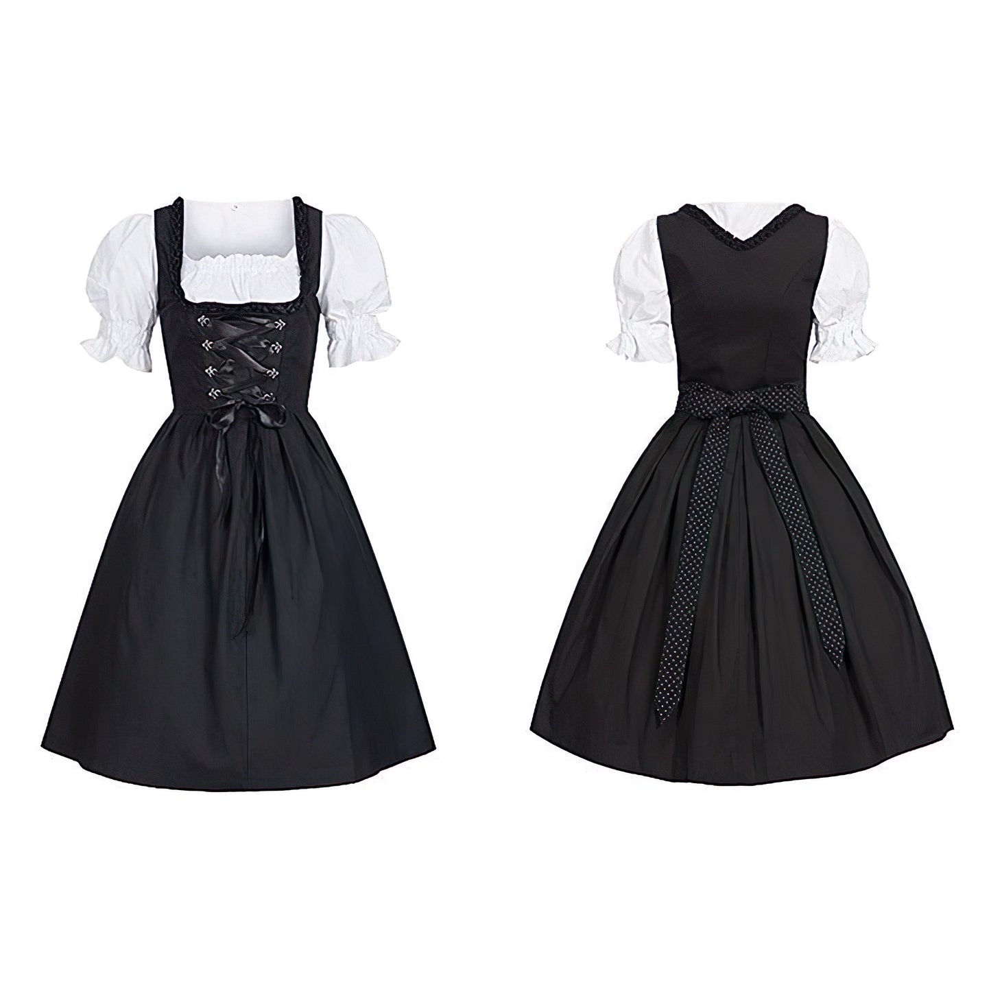 Damen Oktoberfest Dirndl Kleid | Hochgeschlossen Schwarz