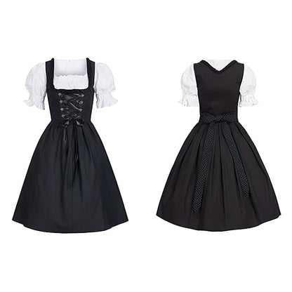 Damen Oktoberfest Dirndl Kleid | Hochgeschlossen Schwarz