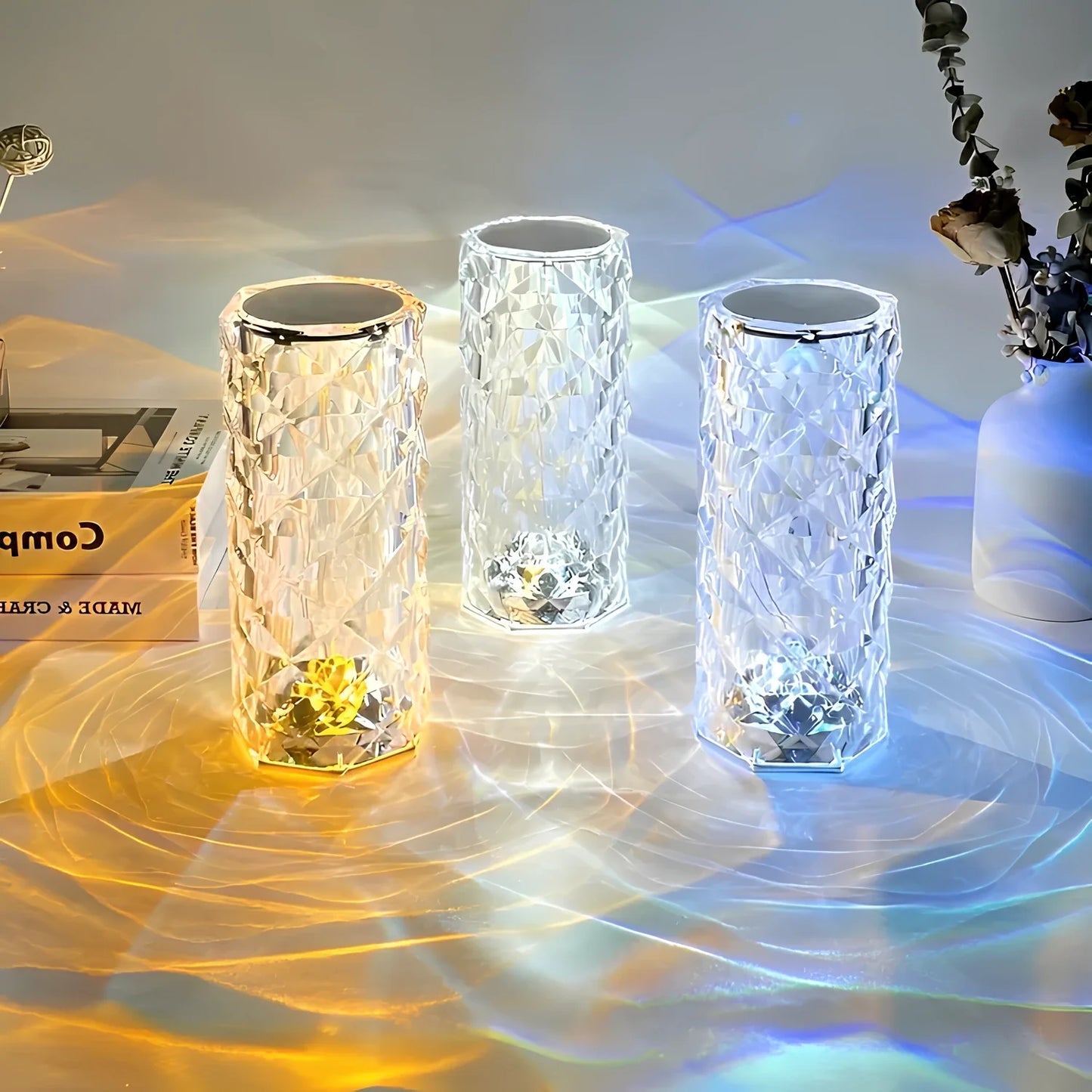 Tischlampe Acryl Kristalloptik mit Farbwechsel