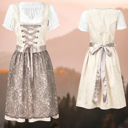 Damen Oktoberfest Dirndl Kleid mit Schürze Spitze | Mini