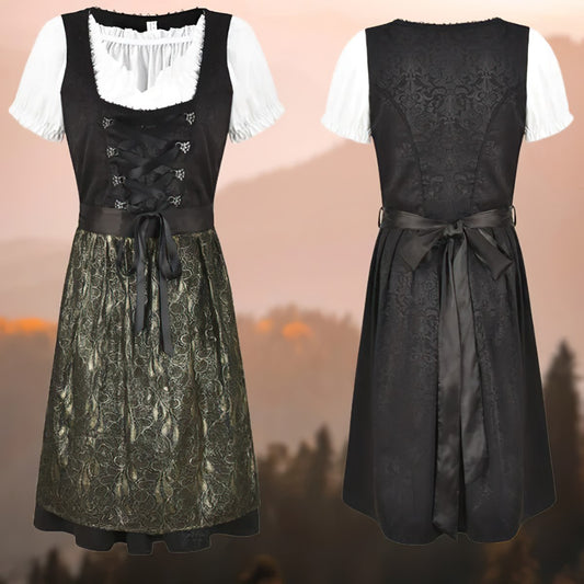 Damen Oktoberfest Dirndl Kleid mit Schürze Spitze | Mini