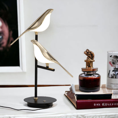 LED Tischlampe Gold Vögel Modern Design