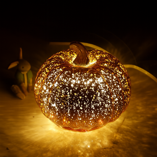 LED Kürbis Deko Glas Set Herbstdeko