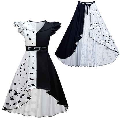 Kinder Kostüm Kleid Schwarz Weiß Karneval Mädchen