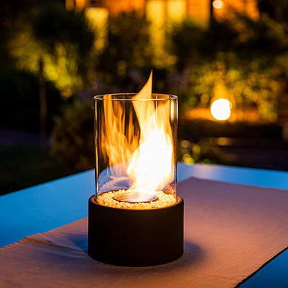 Tischfeuer Glas Metall Dekofeuer Lampe Modern