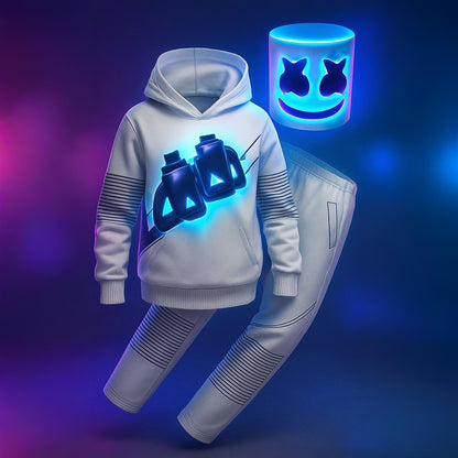 Halloween Kostüm DJ Polyester LED Helm Set