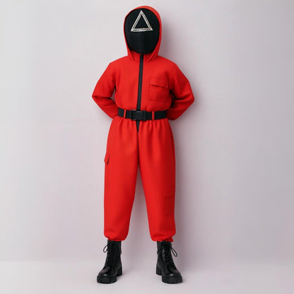 Halloween Kostüm Kinder Roter Overall mit Maske