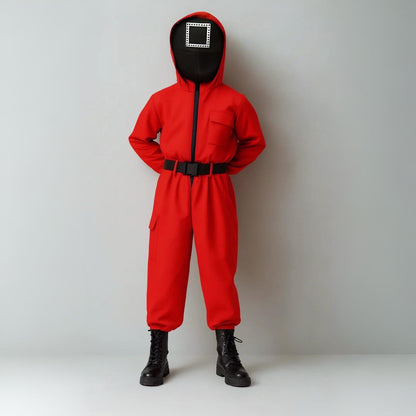 Halloween Kostüm Kinder Roter Overall mit Maske