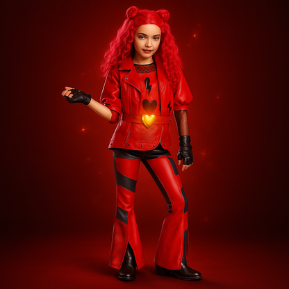 Halloween Kostüm Rot PU Leder Kinder