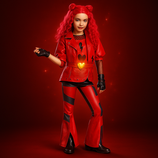 Halloween Kostüm Rot PU Leder Kinder