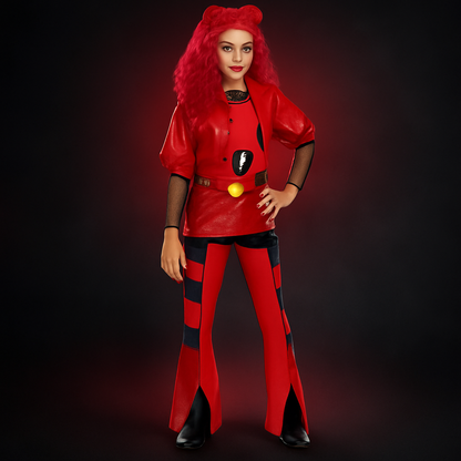 Halloween Kostüm Rot PU Leder Kinder