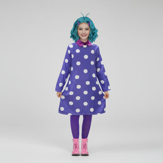 Lila gepunktetes Kleid Kinderkostüm Karneval Halloween