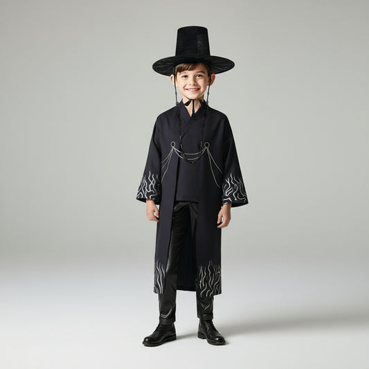 Kinder Schwarz Cosplay Outfit Set Kostüm