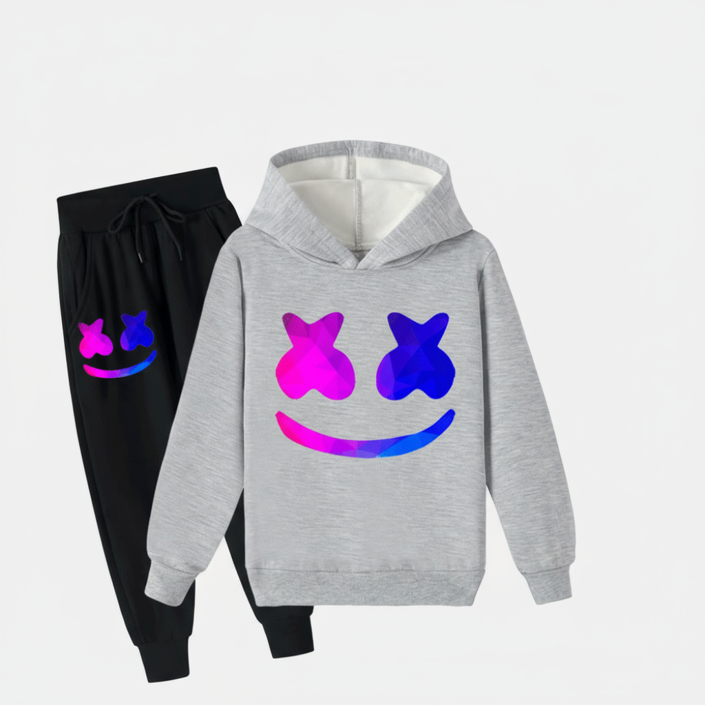 Kinder DJ Kostüm Set aus Baumwoll-Kapuze Hose