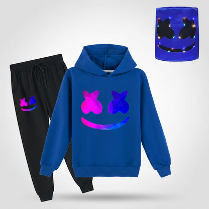 Kinder DJ Kostüm Set aus Baumwoll-Kapuze Hose