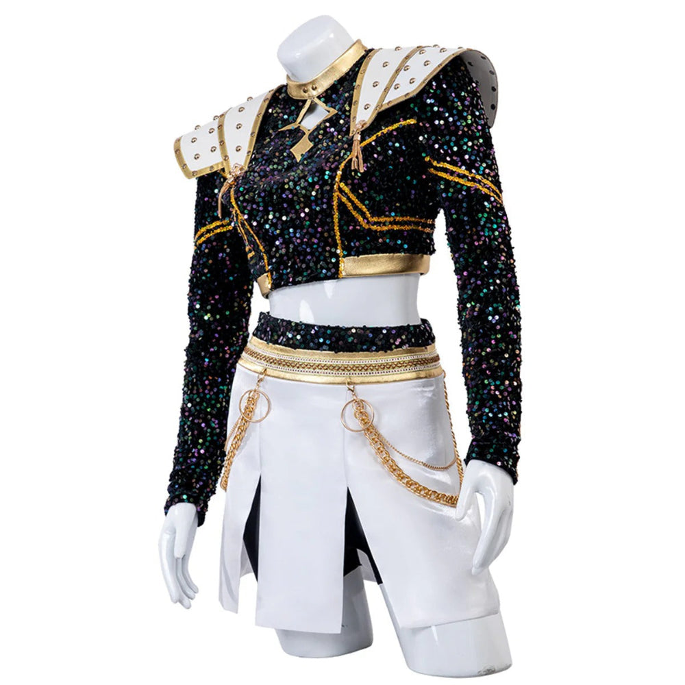 Glitzer Tanzkostüm Mädchen Schwarz Gold Set