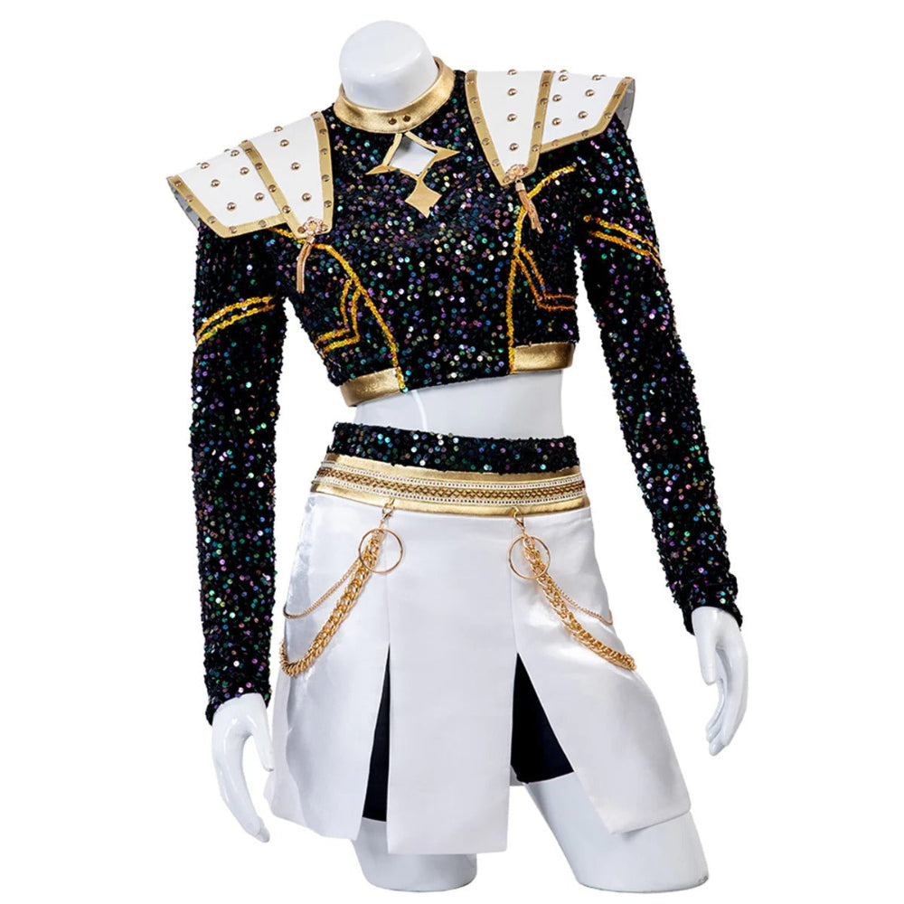 Glitzer Tanzkostüm Mädchen Schwarz Gold Set